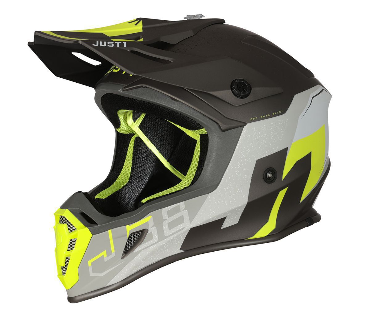 JUST1 Helmet J38 Korner Yellow Fluo-Titanium Matt